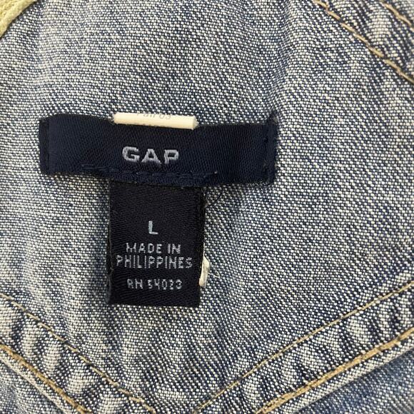 GAP Denim Overalls Womens L Blue Jean Bib Cotton Straight Leg Adjustable - Picture 3 of 13